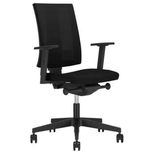 Synchrone bureaustoel Navigo - Zwart en mesh - 2D armleuningen 