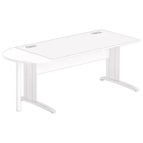 1/2 maan rechthoekig bureau wit/wit 