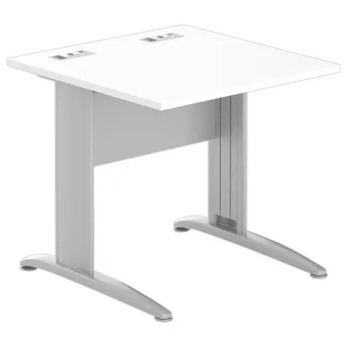 Tafel 80 x 80 wit - aluminium poten 