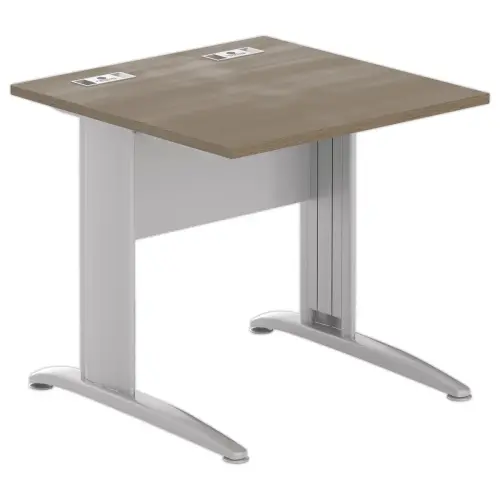 Tafel 80 x 80 notenhout - aluminium poten