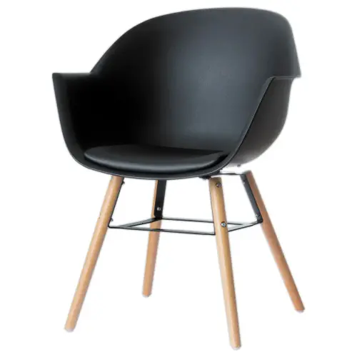 2 Fauteuils WISEMAN met beuken poten, zwarte zitting, gemonteerd