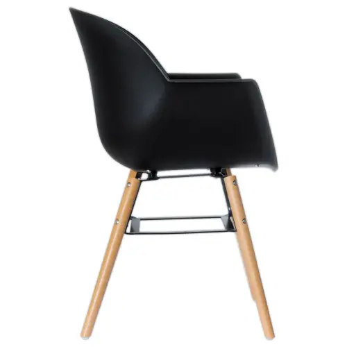 2 Fauteuils WISEMAN met beuken poten, zwarte zitting, gemonteerd