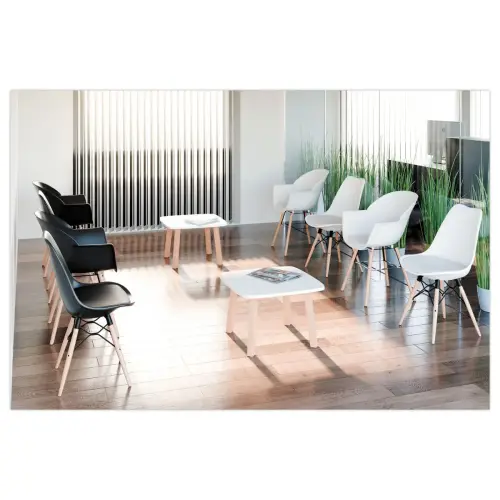2 Fauteuils WISEMAN met beuken poten, zwarte zitting, gemonteerd