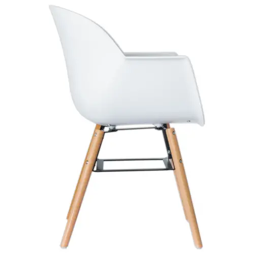 2 Fauteuils WISEMAN met beuken poten en witte zitting, gemonteerd