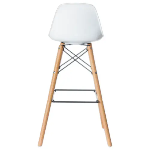 2  Tabouret STEELWOOD met beuken voet en witte zitting, gemonteerd 
