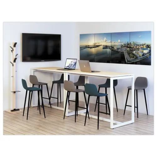 Hoge tafel Easydesk - 150 x 75 cm - Wit onderstel en beuken blad - PAPERFLOW