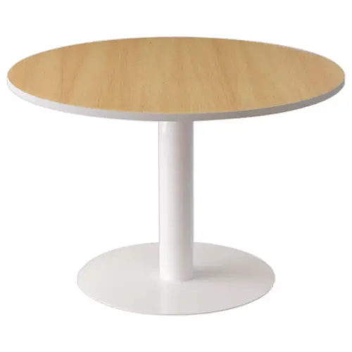 Tafel EASYDESK rond Ø115cm witte voet beukenblad