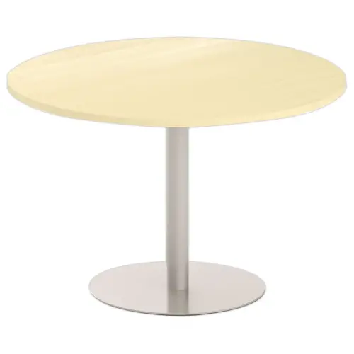 Ronde tafel diam 116 cm blad beuken voet zilver tulpvoet 