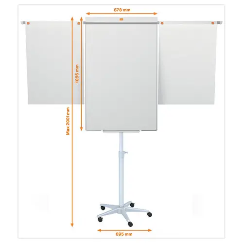 Magnetisch en uitschuifbar mobiel paperboard - 70 x 190 cm - NOBO