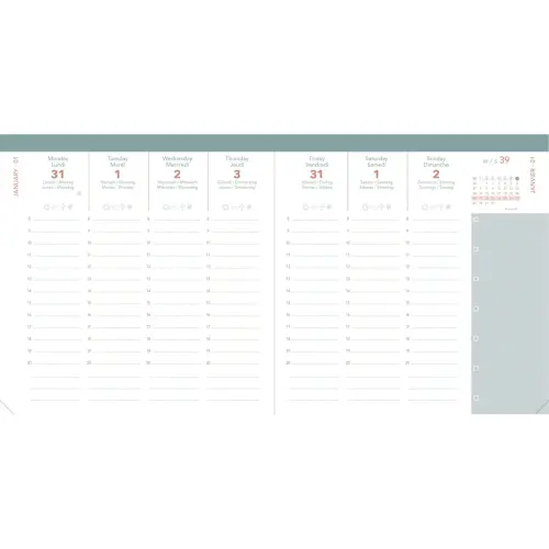 Weekagenda ZAKELIJK KLEUR ML Ella - 10x15 cm - Beige - December tot december - QUO VADIS