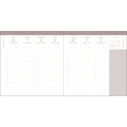 Weekagenda ZAKELIJK KLEUR ML Ella - 10x15 cm - Beige - December tot december - QUO VADIS