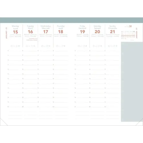 Weekagenda ZAKELIJK KLEUR ML Ella - 10x15 cm - Beige - December tot december - QUO VADIS