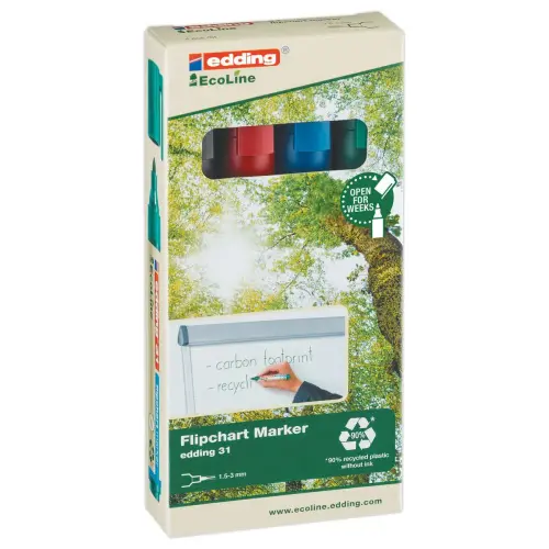 4 Permanente markers E31 Edding - Assortiment van 4 met een puntige punt