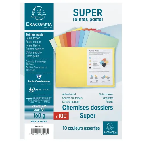 100  Eenvoudige mappen - 24x32 cm - Super 160 - EXACOMPTA 
