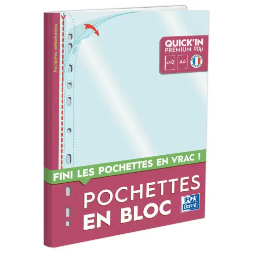 40  Geperforeerde hoesjes - Qkin bloc A4 - OXFORD 