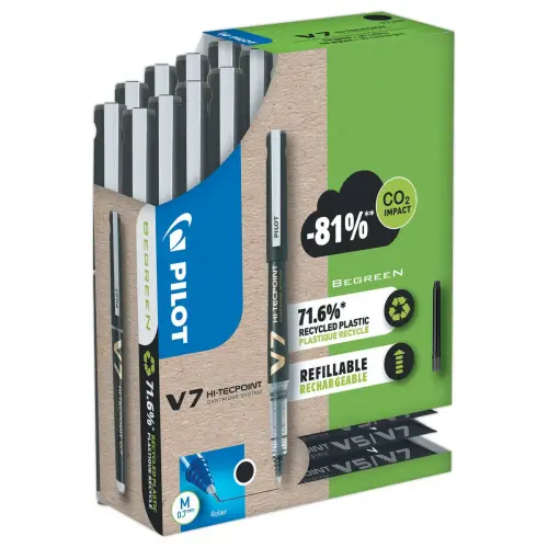 10 Rollerpennen PILOT V7 + 30 navullingen