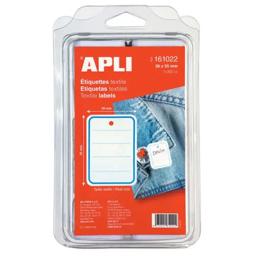 1000  Geperforeerde textiellabels 39x55mm 