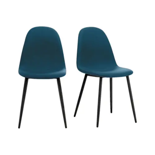 2 Stoelen MUST H87 x D54 x B45 cm zwart voet blauwe zitting gemonteerd