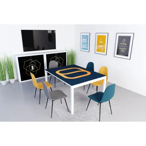 2 Stoelen MUST H87 x D54 x B45 cm zwart voet blauwe zitting gemonteerd