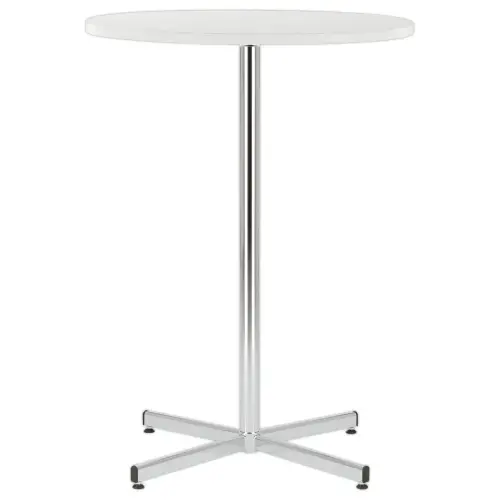 Tafel Cruzo H1100 Chroom melamine wit &oslash; 600 x 25 mm gemonteerd 