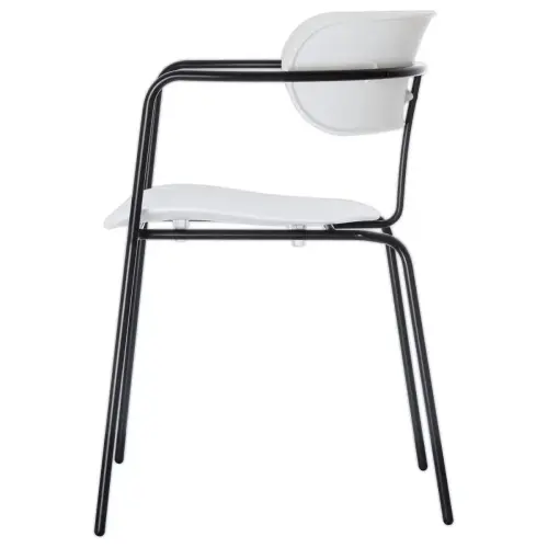2 Bistrostoelen met zwarte poten en een witte zitting