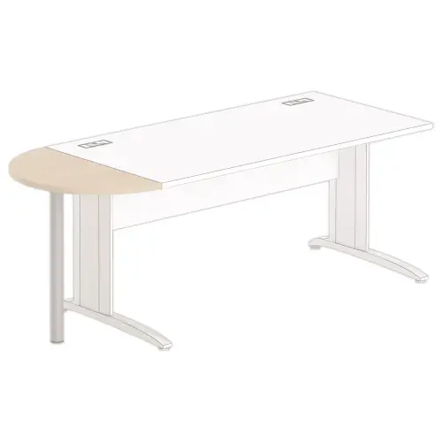 1/2 maan bureau rechthoekig acacia licht/alu 