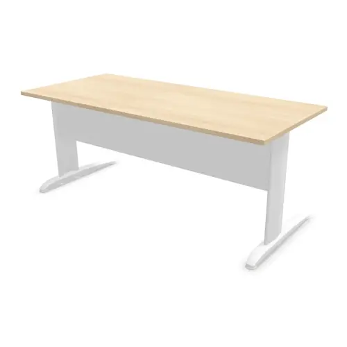 Bureau Buenos Aires - Blad licht acacia en witte poten - 180x80 cm 