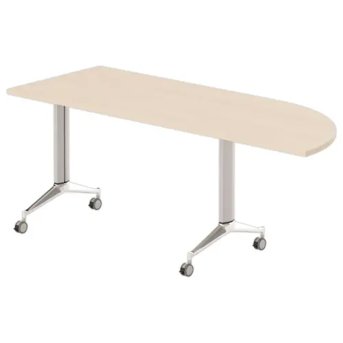 Klaptafel met wieltjes - Linkerhoek - helder acacia en aluminium - 190x70 cm