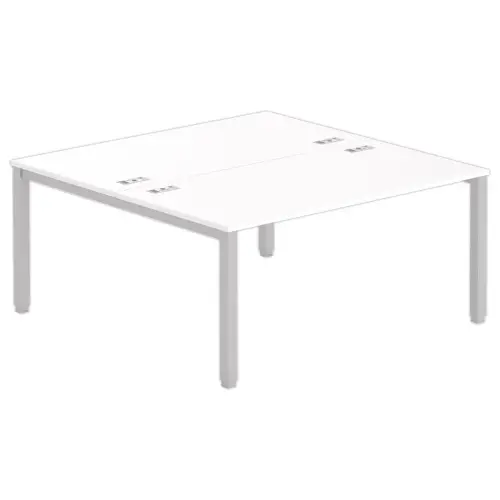 Bureau tegenover 4 poten 160 X 160 X 74 wit/alu