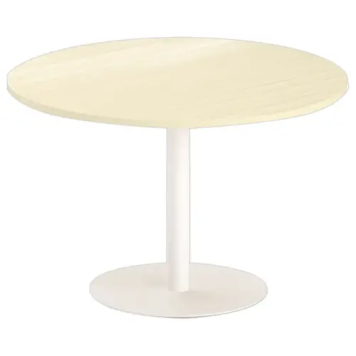 Ronde tafel diam 116 cm acacia blad witte tulp voet tulp 