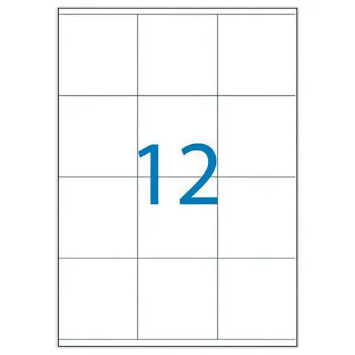 100 Multifunctionele etikettenvellen 70x70 mm, oftewel 1200 etiketten/doos