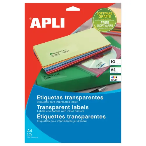 10  Transparante etiketten vellen 63,5x38,1 mm 210 st/kist 