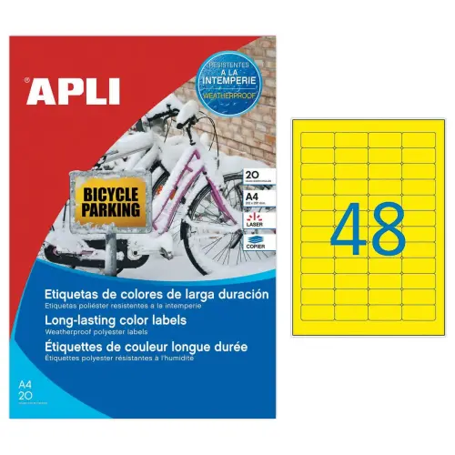 20 Onveranderlijke laseretiketten 45,7x21,2mm 960 etiketten geel