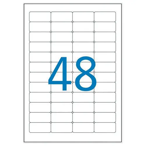 20 Onveranderlijke laseretikettenbladen 45,7x21,2mm 960 etiketten wit