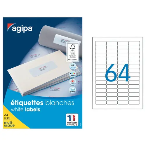 100  Mini-labels platen 45,7 x 16,9 mm, oftewel 6400 labels/doos 