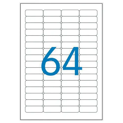 100  Mini-labels platen 45,7 x 16,9 mm, oftewel 6400 labels/doos 