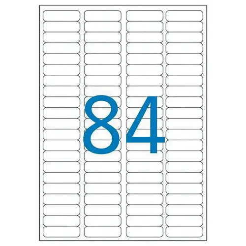 25 Etikettenbladen 46x11,1 mm of 2100 etiketten/doos