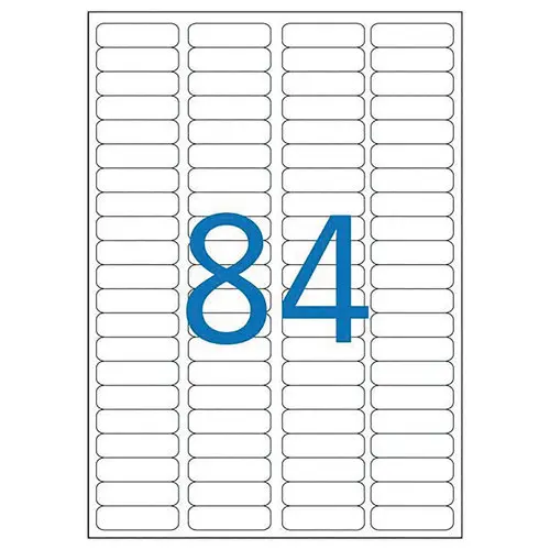 25 Etikettenbladen 46x11,1 mm of 2100 etiketten/doos
