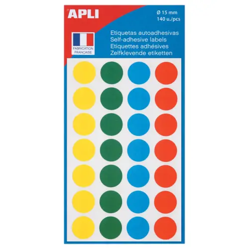 Ronde kleefpastilles - Ø15 mm - Diverse kleuren - APLI