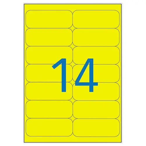 100 Etiketten vellen 99,1 x 38,1 mm per 1400/doos, geel