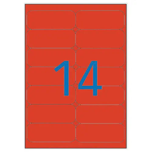 100 Etikettenbladen 99,1x38,1 mm 1400/doos, rood