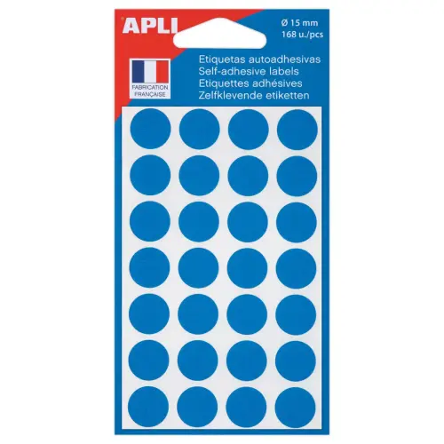 Set van 168 ronde kleefpastilles signalisatie - Ø 15 mm - blauw