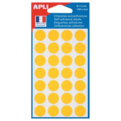 Set van 168 ronde kleefpastilles signalisatie -  &Oslash; 15 mm - geel 