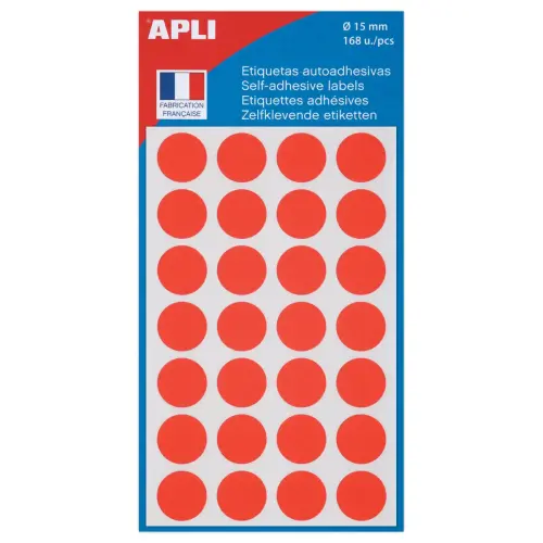 Ronde etiketten - Ø15 mm - Rood - APLI