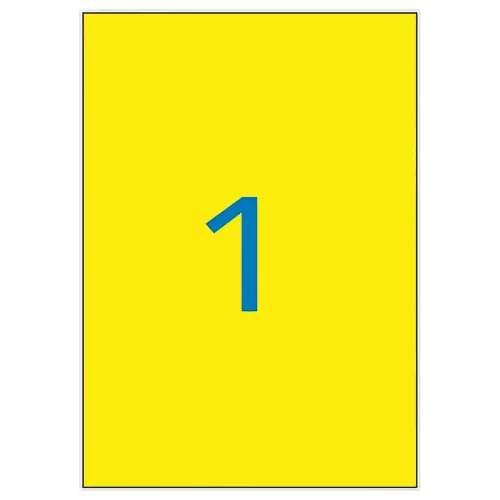 20 Fluo etiketvellen 210 x 297 mm - 20 etiket./doos, geel