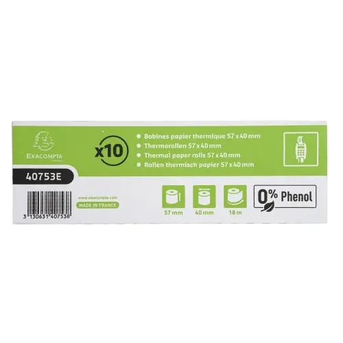 10 Papierrollen bankterminals B57 x D40mm- L18m