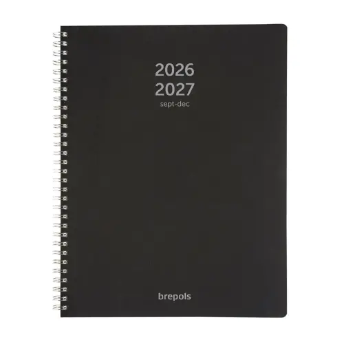 Wekelijkse spiraalagenda A4 - Zwart - September 2026 tot december 2027 - BREPOLS
