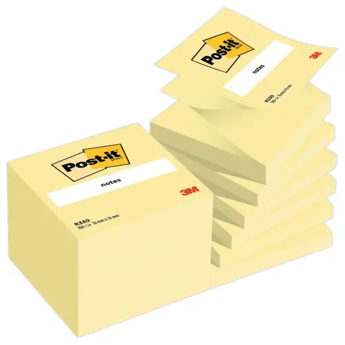012 Herpositioneerbare memoblaadjes Z-Notes 76x76 mm - Geel - 100 blaadjes - POST-IT 