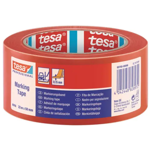 Vloermarkeringstape 33 m x 50 mm - Rood - TESA