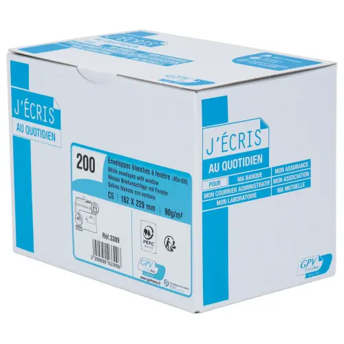 200 Doos van 200 witte enveloppen met venster - 162 x 229 mm - GPV EVERY DAY